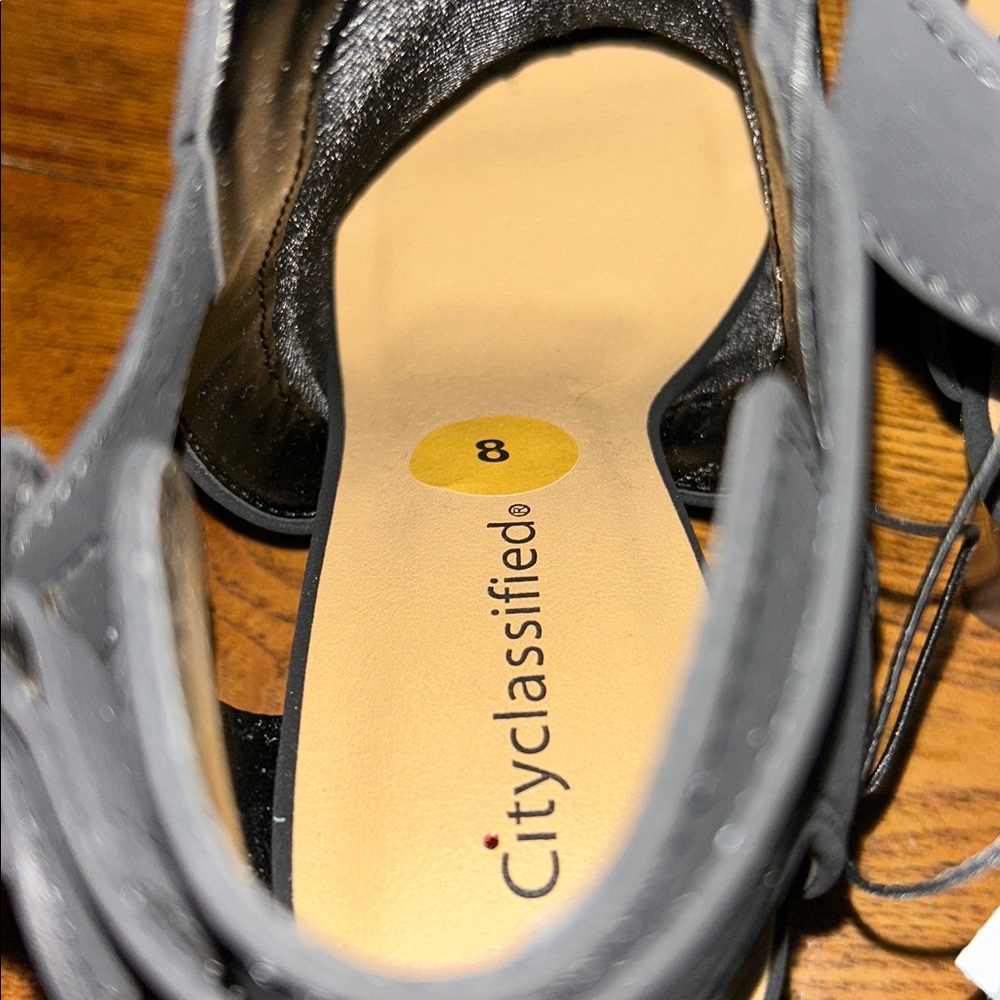 Black Peep-Toe Women’s Sandal Booties - Picture 5 of 6
